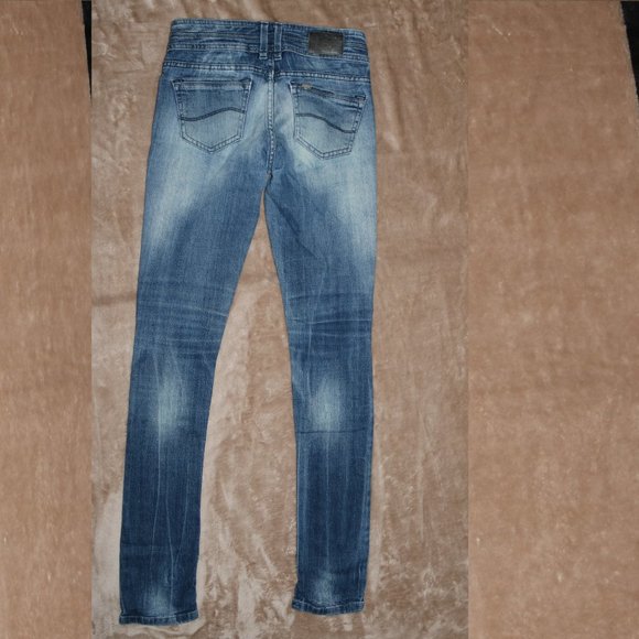 Lee Fits em All Lynn Rivet Blue Jeans - Ripped Distressed Knee - Waist 27x31.5 - Picture 8 of 12